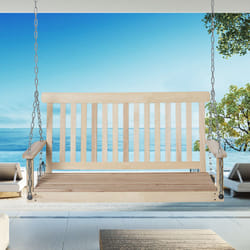Outsunny 2 Seater Porch Wooden Swing Chair Garden Bench w/ Chains Natural