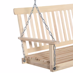 Outsunny 2 Seater Porch Wooden Swing Chair Garden Bench w/ Chains Natural - Additional view 5