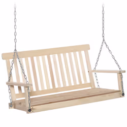 Outsunny 2 Seater Porch Wooden Swing Chair Garden Bench w/ Chains Natural - Additional view 8