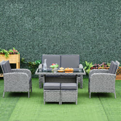 Outsunny 6 PCS All Weather PE Rattan Dining Table Sofa Furniture Set w/ Cushions