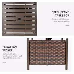 Outsunny Outdoor Rattan Coffee Table w/ Umbrella Hole Fit for Garden Backyard - Additional view 4