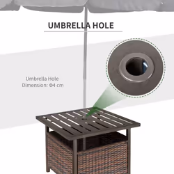 Outsunny Outdoor Rattan Coffee Table w/ Umbrella Hole Fit for Garden Backyard - Additional view 5