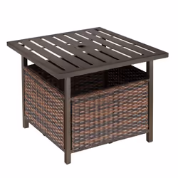 Outsunny Outdoor Rattan Coffee Table w/ Umbrella Hole Fit for Garden Backyard - Additional view 8
