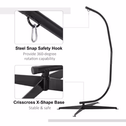 Outsunny Hammock Chair Stand Heavy Duty Metal C-Stand Indoor Outdoor