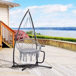 Outsunny Hammock Chair Stand Only Heavy Duty Metal C-Stand Indoor or Outdoor