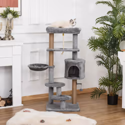 PawHut Cat Tree Climbing Kitten Activity Center 48 x 48 x 120cm Light Grey