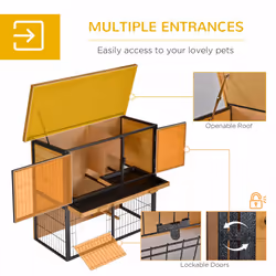 PawHut Wood-metal Rabbit Hutch Elevated Pet House Outdoor 89.5 x 45 x 81cm