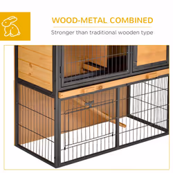 PawHut Wood-metal Rabbit Hutch Elevated Pet House Outdoor 89.5 x 45 x 81cm - Additional view 4