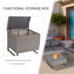 Outsunny 4 PCs Rattan Wicker Sofa Set Conservatory Furniture w/ Side Storage Box - Additional view 4