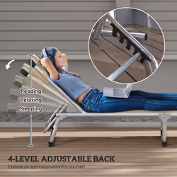 Outsunny Folding Outdoor Reclining Sun Lounger Chair Aluminium Frame Khaki