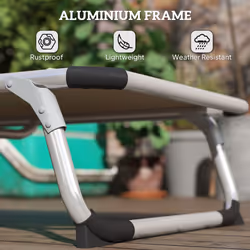 Outsunny Folding Outdoor Reclining Sun Lounger Chair Aluminium Frame Khaki