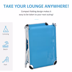 Outsunny Folding Outdoor Reclining Sun Lounger Chair Aluminium Frame Blue