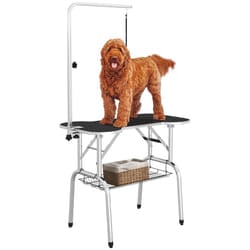PawHut Pet Foldable Grooming Table w/ Adjustable Arm Non-Slip Tabletop Leash