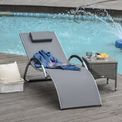 Outsunny Sun Lounge Recliner Lounge Chair Design Ergonomic w/ Pillow Dark Grey