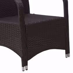 Outsunny Rattan 3PCs Chair Table Bistro Set Patio Set w/ Steel Frame White - Additional view 7