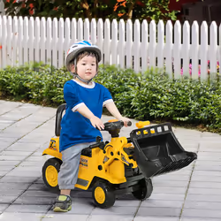 HOMCOM Ride-On Bulldozer Toddler Digger Excavator Scooter Storage Cart