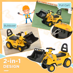 HOMCOM Ride-On Bulldozer Toddler Digger Excavator Scooter Storage Cart
