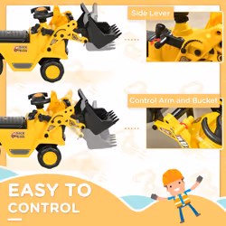 HOMCOM Ride-On Bulldozer Toddler Digger Excavator Scooter Storage Cart