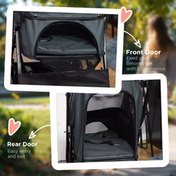 PawHut Pet Stroller Dog Foldable Travel Carriage with Reversible Handle, Grey - Additional view 5