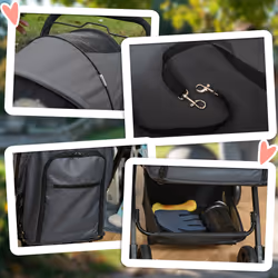PawHut Pet Stroller Dog Foldable Travel Carriage with Reversible Handle, Grey - Additional view 6