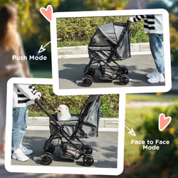 PawHut Pet Stroller Dog Foldable Travel Carriage with Reversible Handle, Grey - Additional view 8