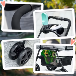PawHut Pet Stroller Foldable Travel Carriage w/ Brake Basket Canopy, Grey - Additional view 6