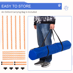 PawHut Dog Agility Weave Poles Training Obstacle Course Set with Whistle
