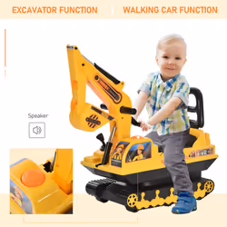 HOMCOM Ride On Excavator Toy Tractors Digger Movable Walker Construction Truck
