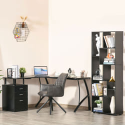 HOMCOM L-Shaped Corner PC Desk Table w/ Drawer Home Office Workstation, Black