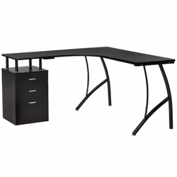 HOMCOM L-Shaped Corner PC Desk Table w/ Drawer Home Office Workstation, Black - Additional view 8
