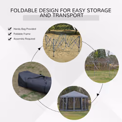 Outsunny 3.2m Pop Up Gazebo Hexagonal Canopy Tent Outdoor w/Sidewalls Grey - Additional view 4