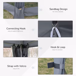 Outsunny 3.2m Pop Up Gazebo Hexagonal Canopy Tent Outdoor w/Sidewalls Grey - Additional view 5