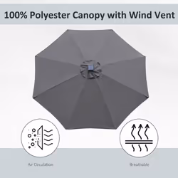Outsunny 2.7m Garden Parasol Summer Shelter w/ LED Solar Light Crank Tilt Grey - Additional view 7