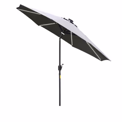 Outsunny 2.7m Garden Parasol Summer Shelter w/ LED Solar Light Crank Tilt Grey - Additional view 8