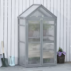 Outsunny 80x47x138cm Wood Cold Frame Greenhouse for Plants PC Board Grey - Additional view 6