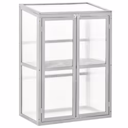 Outsunny Wood Cold Frame Greenhouse PC Board 76 x 47 x 110cm Grey