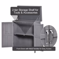Outsunny Wooden Garden Shed Double Door Tool Storage House, 74x43x88cm, Grey - Additional view 5