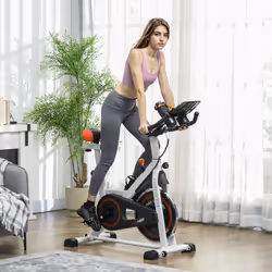 HOMCOM 8kg Flywheel Exercise Bike with Adjustable Height, Resistance, White