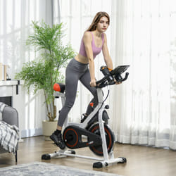 HOMCOM 8kg Flywheel Exercise Bike with Adjustable Height, Resistance, White