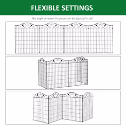 Outsunny Garden Decorative Fence 4 Panels 44in x 12ft Steel Wire Border Edging