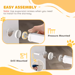 PawHut Pressure Fitted Pet Dog Safety Gate Metal Fence 76 cm Tall, White - Additional view 4