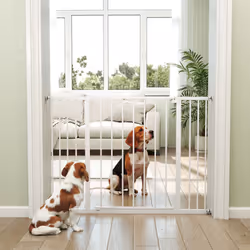 PawHut Pressure Fitted Pet Dog Safety Gate Metal Fence 76 cm Tall, White - Additional view 5