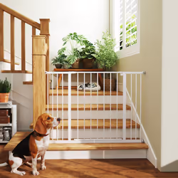 PawHut Pressure Fitted Pet Dog Safety Gate Metal Fence 76 cm Tall, White - Additional view 6
