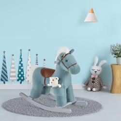 HOMCOM Kids Plush Ride-On Rocking Horse with Plush Toy Sound Handle Grip