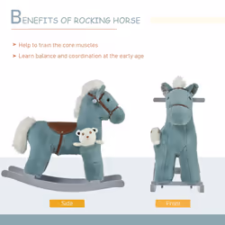 HOMCOM Kids Plush Ride-On Rocking Horse with Plush Toy Sound Handle Grip
