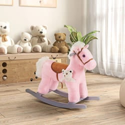 HOMCOM Kids Plush Ride-On Rocking Horse with Plush Toy Sound Handle Grip
