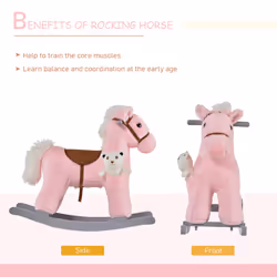 HOMCOM Kids Plush Ride-On Rocking Horse with Plush Toy Sound Handle Grip