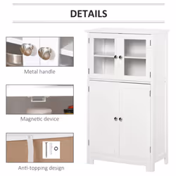 kleankin Bathroom Floor Storage Cabinet Standing Unit Kitchen Cupboard