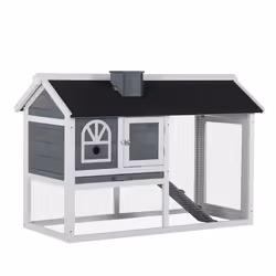 PawHut Rabbit Hutch Wood Bunny Cage for Outdoor Indoor w/ Pull Out Tray Ramp - Additional view 8
