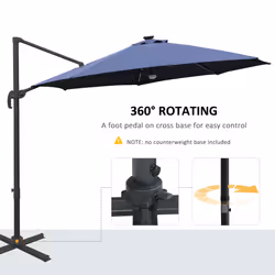 Outsunny 3(m) LED Cantilever Parasol Outdoor with Base Solar Lights Blue - Additional view 4